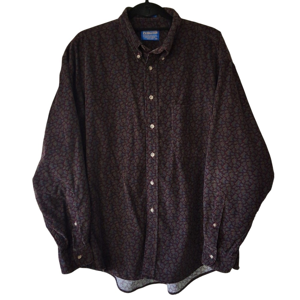 Pendleton Men's XL Corduroy Button Down Paisley Print Academia Office Casual Y2K